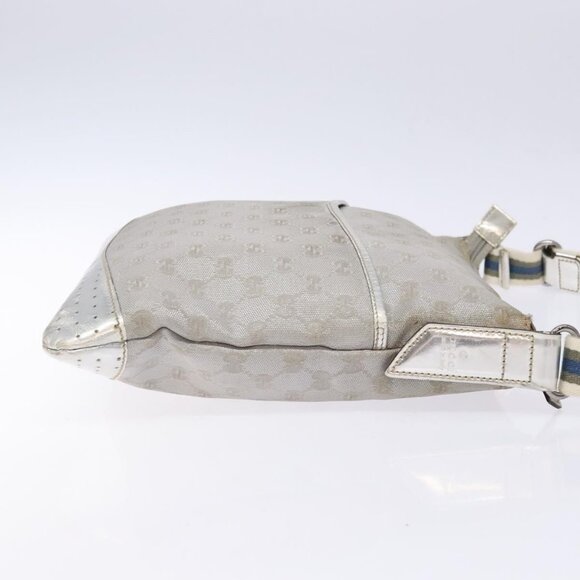 GUCCI GG Canvas Sherry Line Shoulder Bag Silver - Picture 4 of 16